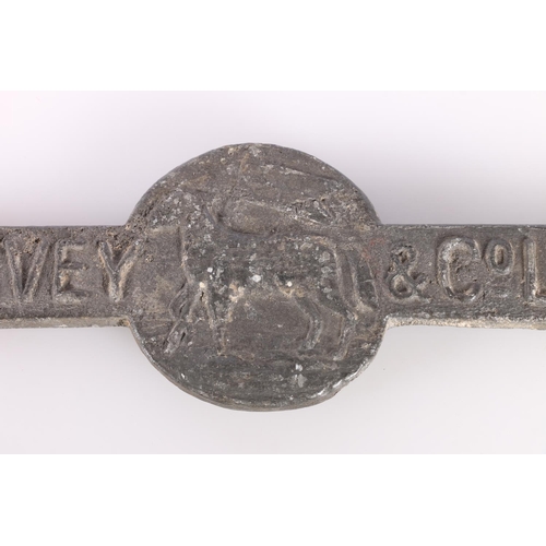 698 - Williams Harvey & Co Ltd Mellanear tin ingot, 41cm long.