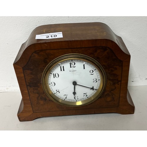 210 - Small walnut eight-day mantel clock.