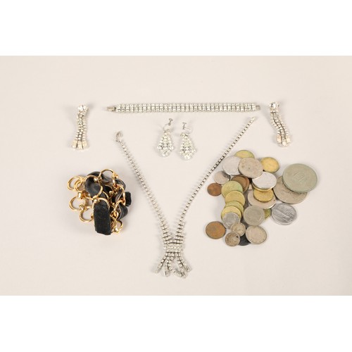 72 - Assortment of costume jewellery & coins.