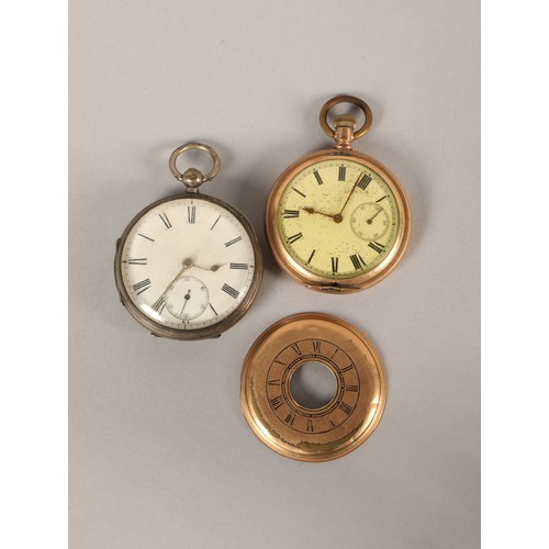 79 - Two pocket watches, one silver plated & one yellow metal.