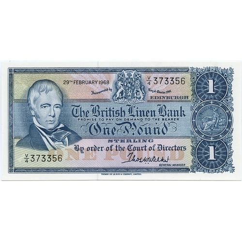 683 - THE BRITISH LINEN BANK one pound banknote 15th April 1960, N/3 261261 aVF, N/3 399933 ... 