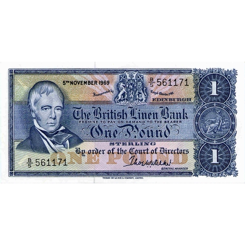 683 - THE BRITISH LINEN BANK one pound banknote 15th April 1960, N/3 261261 aVF, N/3 399933 ... 