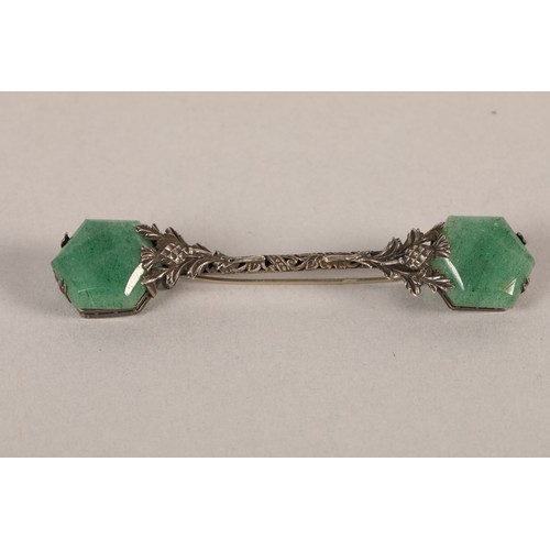 98 - White metal bar brooch.