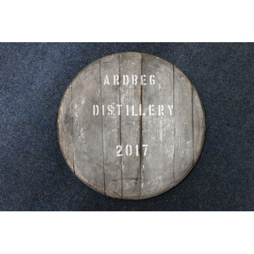 389 - Whisky barrel or cask head 'ARDBEG DISTILLERY 2017'.