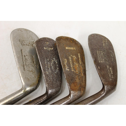 394 - Four hickory shafted golf clubs including James Murry of Carnoustie special mashie, Alex Aitken of G... 