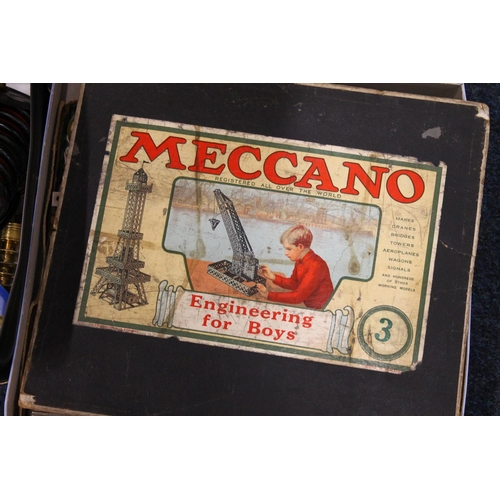 226 - Meccano construction set 3 boxed, Meccano Accessory Outfit 6A boxed and various loose parts.