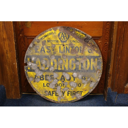 50A - Vintage enamel metal sign 'AA Automobile Association and Motor Union East Linton Haddington Aberlady... 