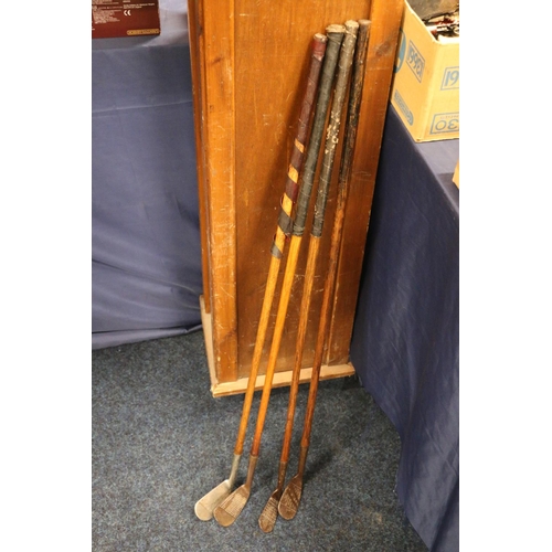 394 - Four hickory shafted golf clubs including James Murry of Carnoustie special mashie, Alex Aitken of G... 