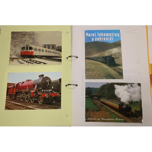 437 - Large collection of bus, trains and shipping themed postcards held in numerous albums and loose, als... 