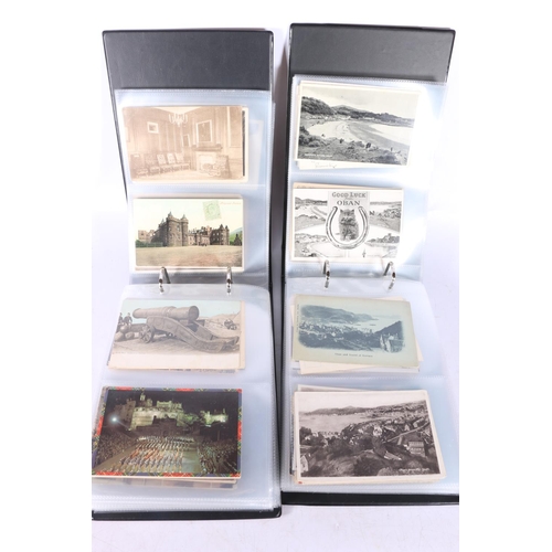 440 - Two leatherette slip case binder albums containing around 400 postcards of Scottish topographical in... 