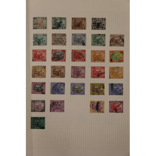 516 - Stamp collection held across multiple albums, 19th and 20th century used, countries including MALAYA... 