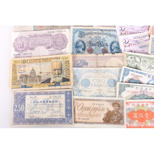 644 - Foreign banknotes to include FRANCE Revolutionary Money fifty sols banknotes 1792 and 1793 x2, Centr... 