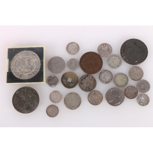 650 - Coin collection to include UNITED STATES OF AMERICA USA Morgan dollar 1900, STRAITS SETTLEMENTS ten ... 