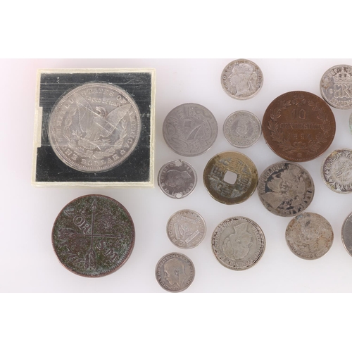 650 - Coin collection to include UNITED STATES OF AMERICA USA Morgan dollar 1900, STRAITS SETTLEMENTS ten ... 