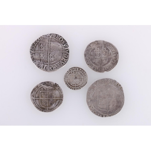 665 - ENGLAND Queen Elizabeth I (1558-1603) two hammered silver shillings, sixpence 15?5, sixpence 1579 an... 