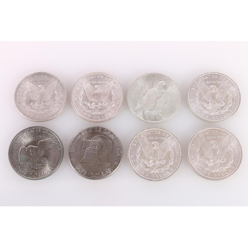 672 - UNITED STATES OF AMERCIA USA silver Morgan dollars 1883 O, 1884 O, 1885, 1886 and 1896, Peace dollar... 