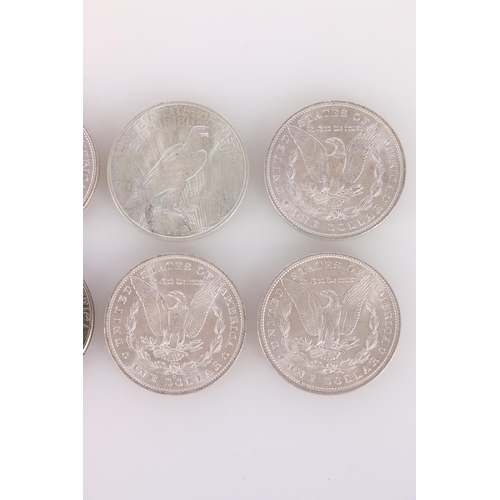 672 - UNITED STATES OF AMERCIA USA silver Morgan dollars 1883 O, 1884 O, 1885, 1886 and 1896, Peace dollar... 