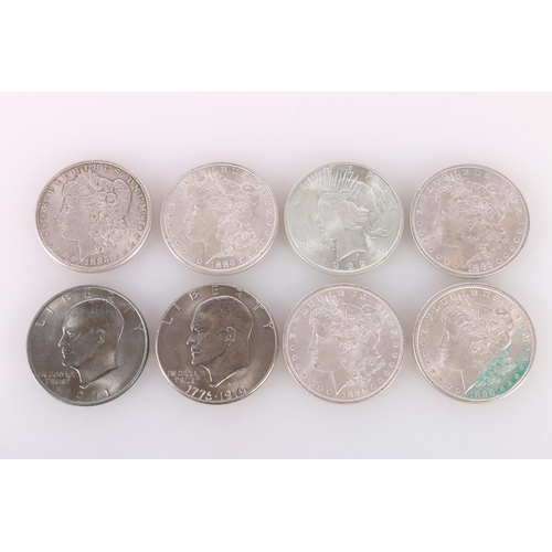 672 - UNITED STATES OF AMERCIA USA silver Morgan dollars 1883 O, 1884 O, 1885, 1886 and 1896, Peace dollar... 