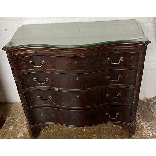 491 - 19 th century mahogany four drawer serpentine chest