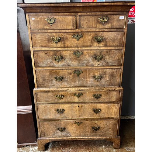 499 - Georgian mahogany chest on chest raised on bracket feet(heavily sun bleached)162cm high , 102 cm wid... 