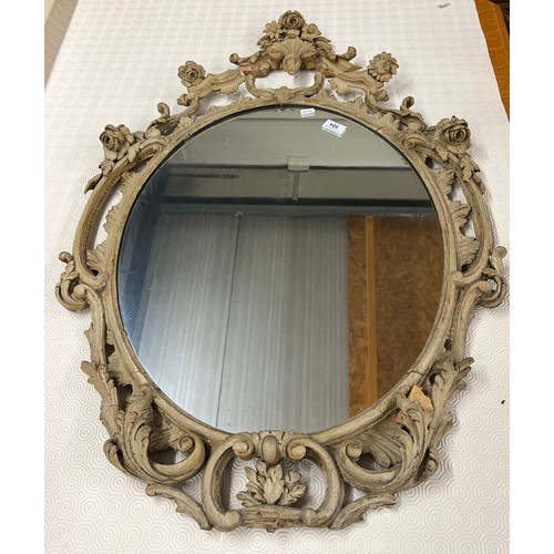 504 - 19th century Pine floral framed oval mirror