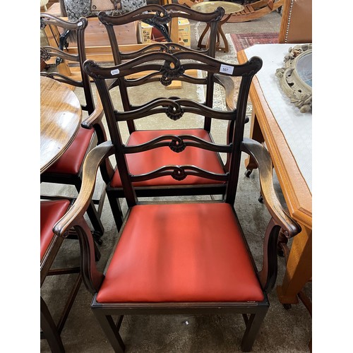 507 - Rengency style mahogany dining table with eight ladder back dining chairs