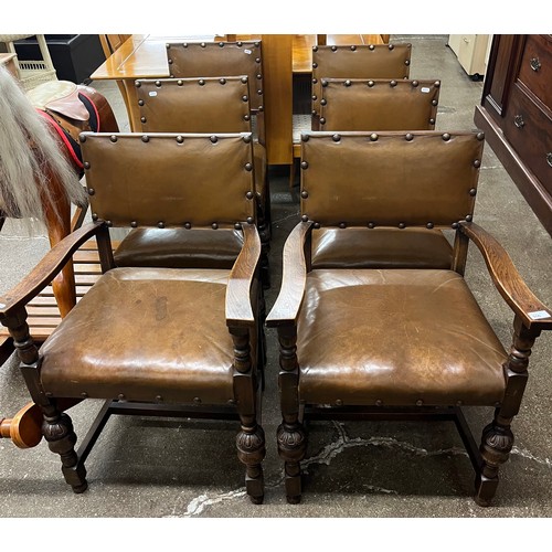 556 - Set  of six oak dining chairs 