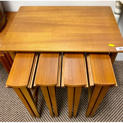 460 - Teak nest of four drop leaf folding tables