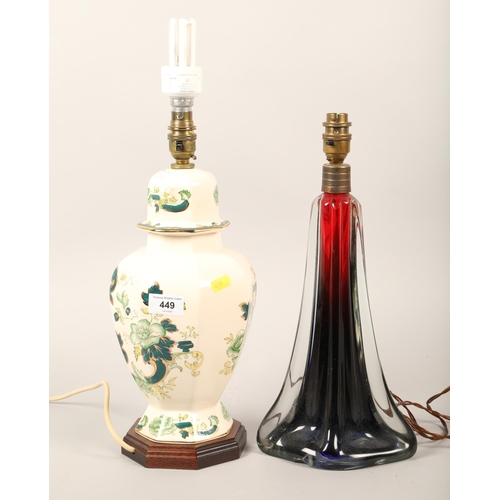 449 - Masons lamp base & coloured glass lamp base