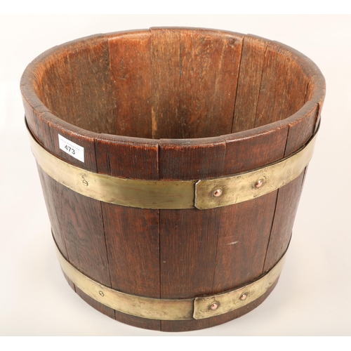 473 - Oak barrel coal bin(no liner)