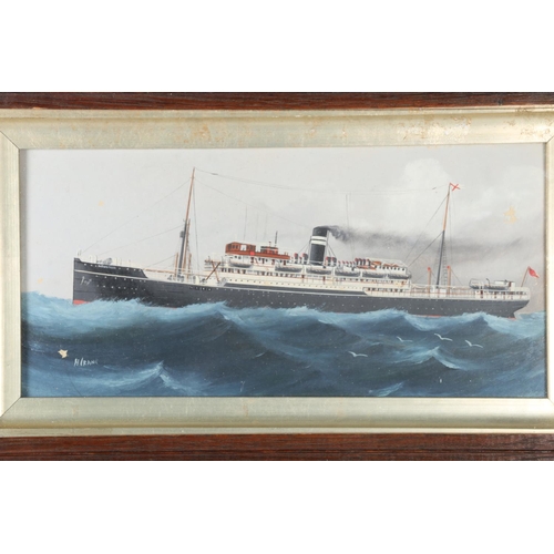 860 - HERBERT HENRY CRANE (1877-1955) Hospital ship HMHS Neuralia, oil painting, signed lower left, 13cm x... 