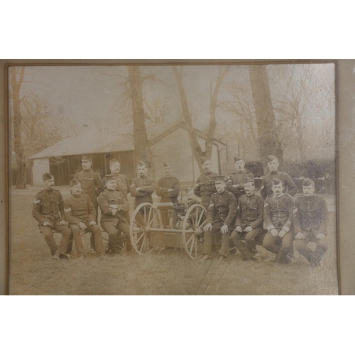 879 - Framed photographs including School of Musketry Hythe 182nd Party November 1896, 1st Battalion The Q... 