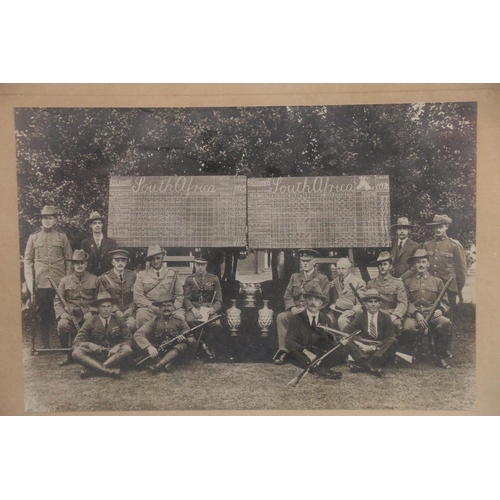 879 - Framed photographs including School of Musketry Hythe 182nd Party November 1896, 1st Battalion The Q... 