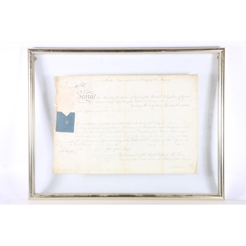 880 - Framed Royal Appointment document for Lieutenant Thomas Forwood appointed in charge of His Majesty's... 