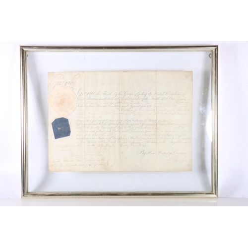 880 - Framed Royal Appointment document for Lieutenant Thomas Forwood appointed in charge of His Majesty's... 