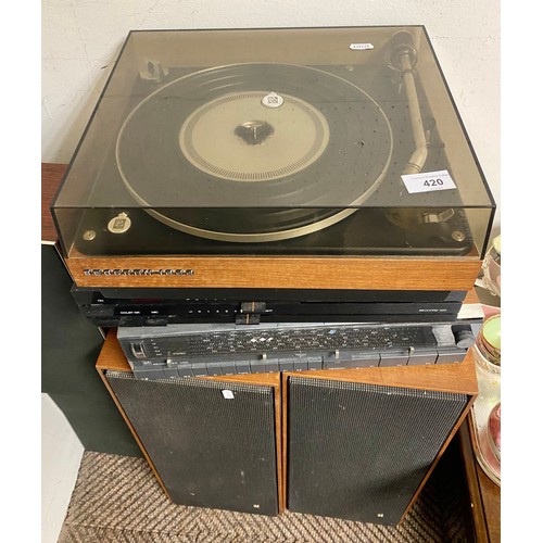 420 - Bang & Olufsen record player, tuner, cassette deck & speakers and a small pair of speakers