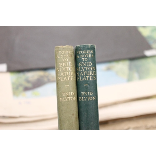 453 - Enid Blyton The Nature Plates (missing no3) with two supporting volumes 1949 and 1961, Bird Prints b... 