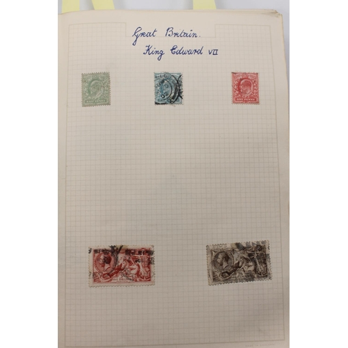 535 - Stamp collection held in one blue album and one box file to include GB KGV seahorse 2s6d brown and 5... 