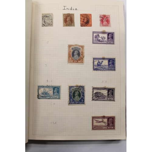 535 - Stamp collection held in one blue album and one box file to include GB KGV seahorse 2s6d brown and 5... 