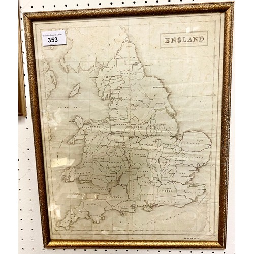 353 - Three framed maps - one of England and Wales, one of England & one of Northumberland (3).