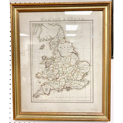 353 - Three framed maps - one of England and Wales, one of England & one of Northumberland (3).