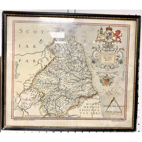 353 - Three framed maps - one of England and Wales, one of England & one of Northumberland (3).