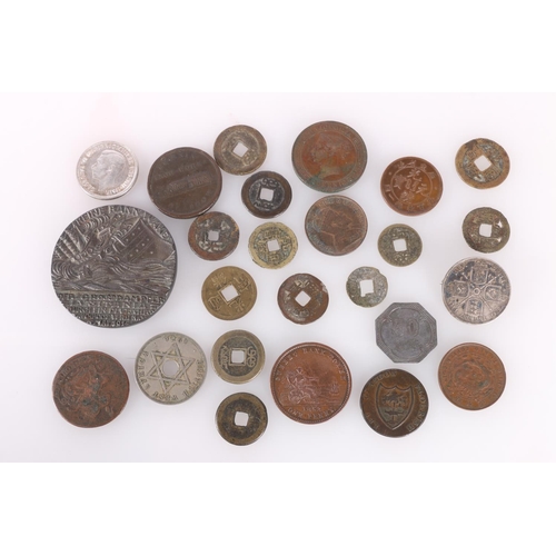 687 - Coin collection to include a British Expeditionary Force Prisoner of War token, KWANG-TUNG copper ce... 