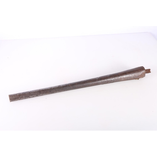 864 - 18th century metal barrel from a matchlock pistol, 40cm long. 