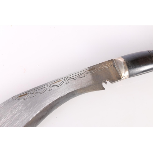 867 - 20th century Gurkha dress kukri, the scabbard with fine quality white metal (low grade silver?) pier... 