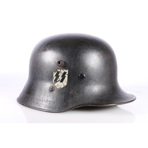 868 - Austrian transitional Nazi German Third Reich SS helmet with double decals, the interior with 'Mille... 