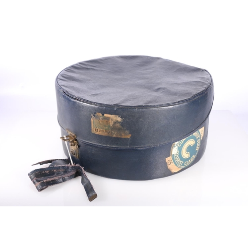 874 - Blue circular hat box with Cunard White Star New York to Southampton 1951 label. 