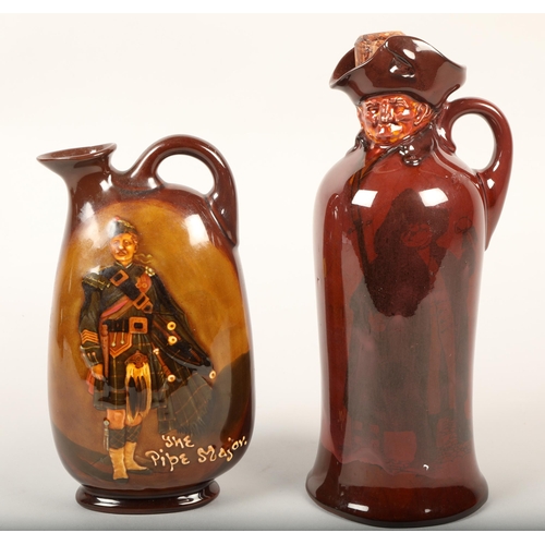 164 - Two Royal Doulton kings ware jugs including the 'Pipe Major' (2).