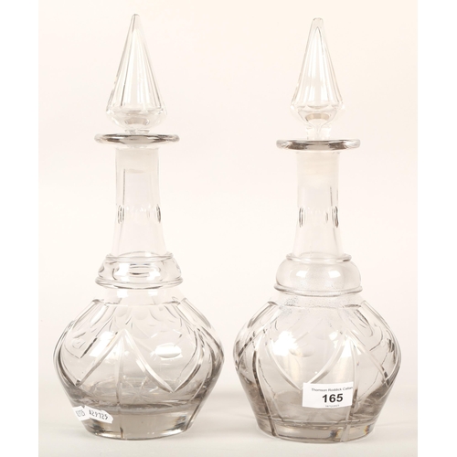 165 - Pair of crystal decanters with stoppers.