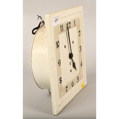 325 - Enamel square wall clock.